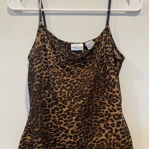 Newport News Brown Black Sleeveless Fitted Camisole